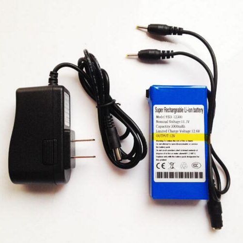 DC 12V 3000mah li-ion rechargeable battery with dual output 2.5*0.7mm for Lan router,Set-top boxes
