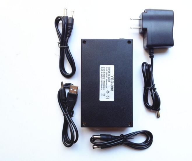 Portable rechargeable lithium polymer battery 5v 20ah//9V 12A/12V 9.8Ah 3 in 1 for Phone and CCTV Camera