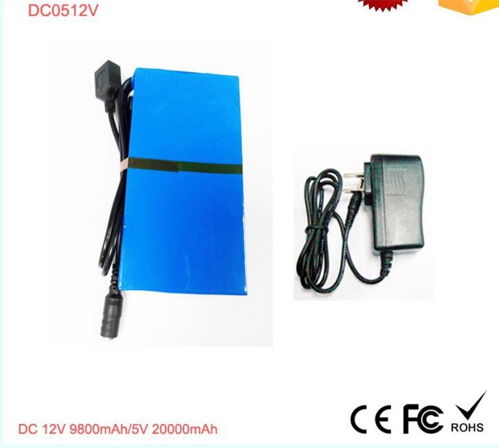 12v rechargeable li-ion battery with lithium battery charger for LED light 9800mah/5V 20000mah