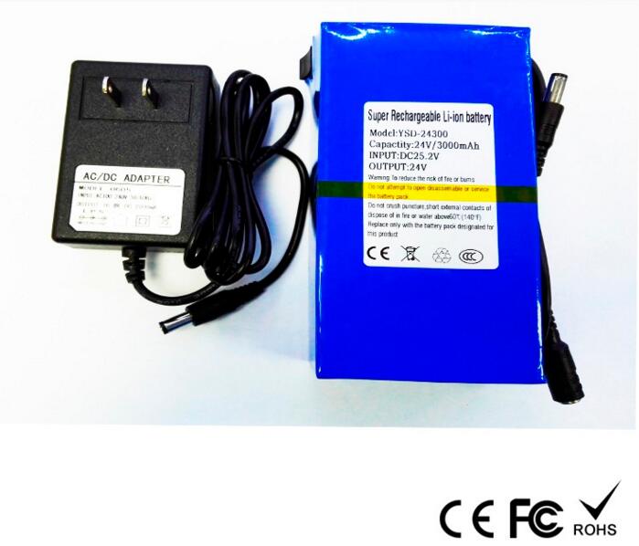 Rechargeable China li-ion 3ah 24v battery pack