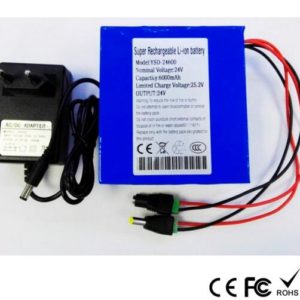 rechargeable DC 24v 6Ah li-ion battery pack