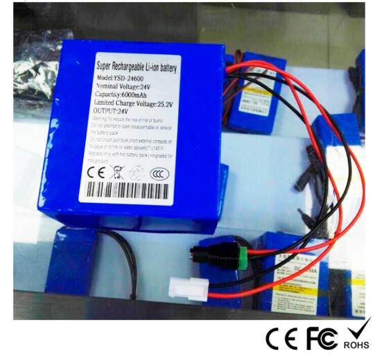  rechargeable DC 24v 6Ah li-ion battery pack