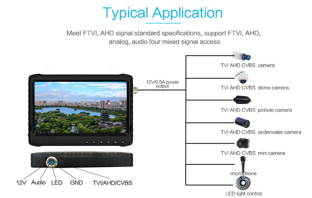 7 inch LCD AHD DVR monitor 1080P CVI TVI AHD