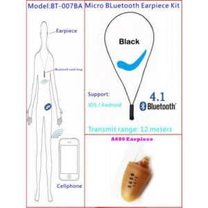 Black Necklace Invisable Bluetooth Earpiece Kit With A680 Earpiece,Transfer Range Up To 12 Meters,Micro Bluetooth Earpiece Kit