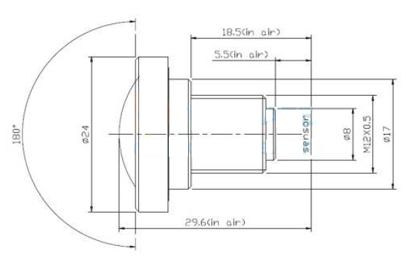 1/2.3" 1.57mm 10Megapixel M12X0.5 mount 185degrees IR Fisheye Lens - Image 2