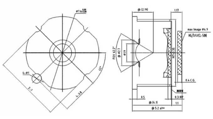 1/4" 3.81mm 2Megapixel M7*0.35 mount low distortion lens, F2.8 80degree 3P+IR M7 lens - Image 2