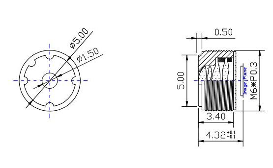 1/4" 3.36mm 2Megapixel M6*0.35 mount non-distortion lens, Φ4.6mm F2.8 66degree lens - Image 2