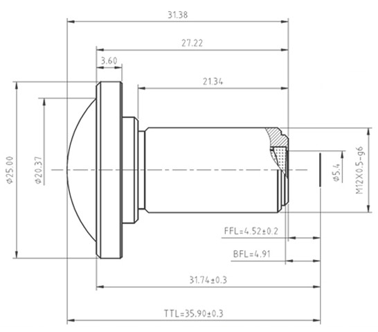 1/1.8" 1.49mm 6Megapixel M12*0.5 Mount 180 degrees Fisheye Lens - Image 2