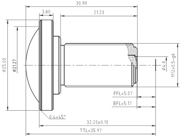 1/3" 1.05mm 5Megapixel M12*0.5 Mount 180 degrees Fisheye Lens - Image 2
