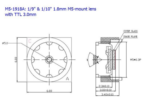 1/9" 1.8mm F2.8 60degree M4 M5 mount medical lens for 1/9" 1/10" VGA CMOS - Image 4