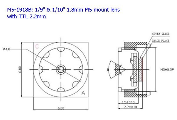 1/9" 1.8mm F2.8 60degree M4 M5 mount medical lens for 1/9" 1/10" VGA CMOS - Image 3