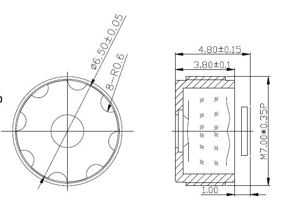 1/4" 3.8mm 2Megapixel M7 mount Φ4.8mm F2.8 68degree lens - Image 4