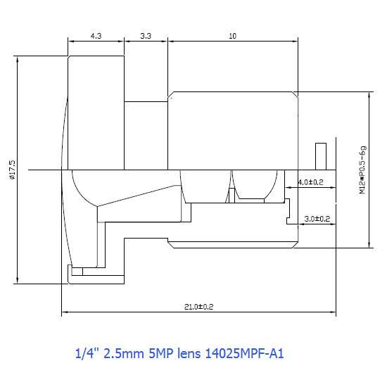 1/4” 2.5mm 5megapixel M12-mount wide-angle lens for 1/4" 5MP CCD/CMOS - Image 3