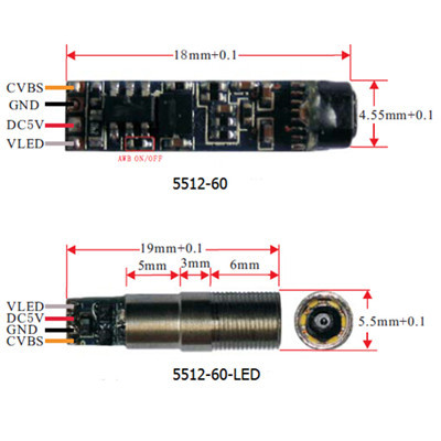 5.5mm 0.3MP 1/12" CMOS waterproof medical endoscope camera module - Image 2