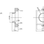 Product Description   L/W/H : 20mm x 20mm 9mm, mounting hole distance 22mm, no side hole for lock screw   Subject to change without notice.   Product Type Holder Material Plastic Height (mm) 8.5 Length (mm) 26 Width (mm) 20 Color Black Center hole distance 22