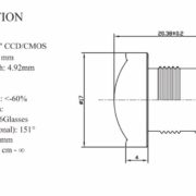 Image Format 1/3 inch Mount Type	S-Mount (M12x0.5) Focal Length 2.1 mm MTV board lens